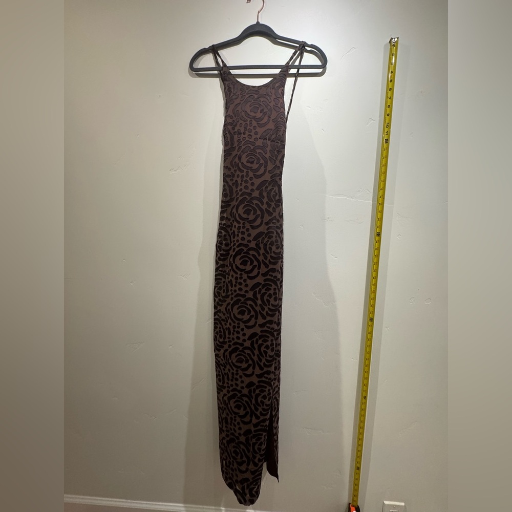 Elegant Brown Floral Maxi Dress